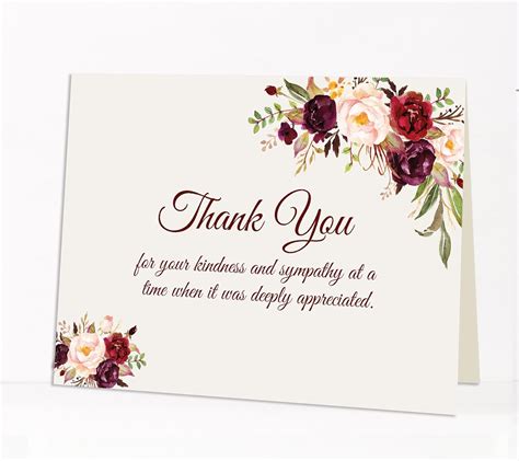 Floral Design Beautiful Funeral Thank You Cards Greeting Cards Paper