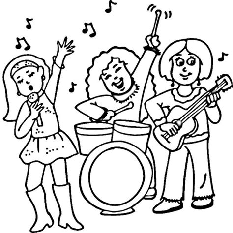 Llll➤ hundreds of printable queen coloring pages and books. Concert of a Female Rock Band coloring page ...