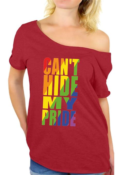 Womens Lgbt Pride Off The Shoulder Tops T Shirts Gay Parade Cant Hide