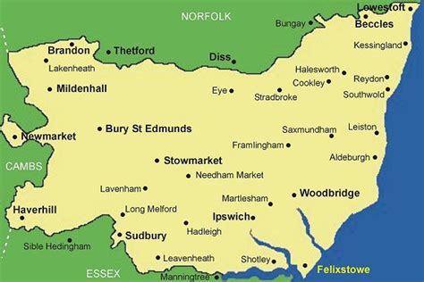 Suffolk Map Suffolk Lowestoft