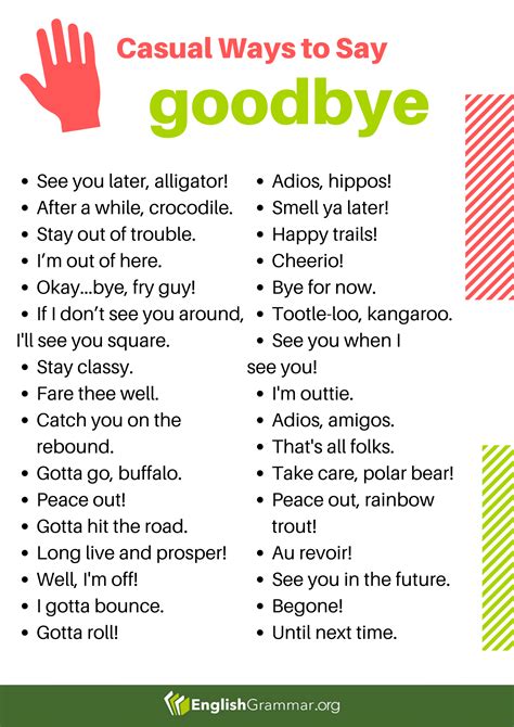 Casual Ways To Say Goodbye English Vocabulary Learn English Words