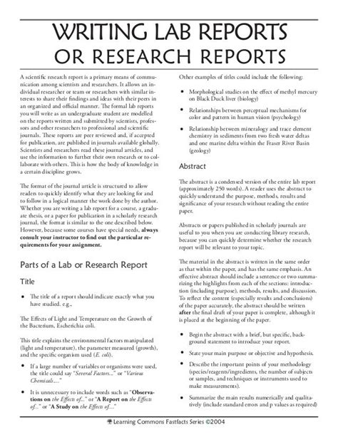 Tips For Writing A Lab Report
