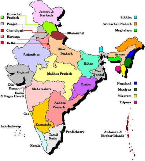 7 Union Territories Of India On Map 7 Union Territories Of India Map