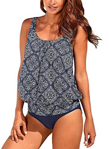 Dearlove Damen Tankini Set Bauchweg Gepolstert Zweiteilig Gedrukt