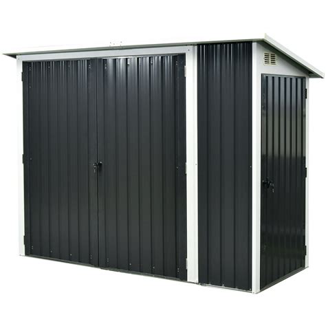 Hanover 2 In 1 Galvanized Steel Multi Use Shed In Dark Grey With Front