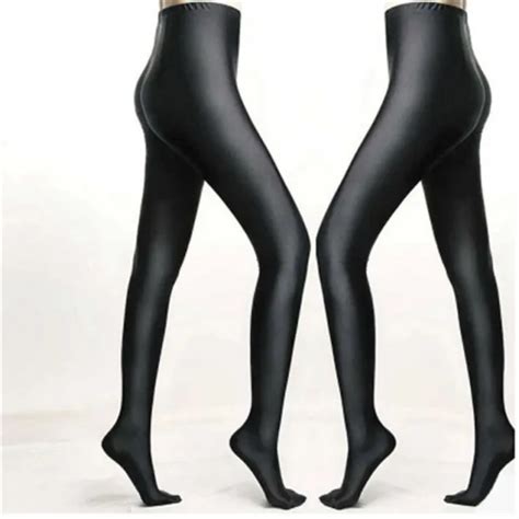 Plus Size Womens Shiny Glossy Oil Shimmer Tights Stockings Pantyhose