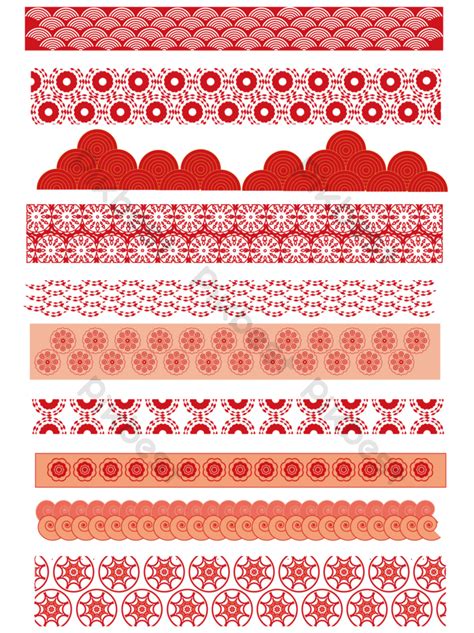 Red Festive Traditional Pattern Border Ai Png Images Free Download