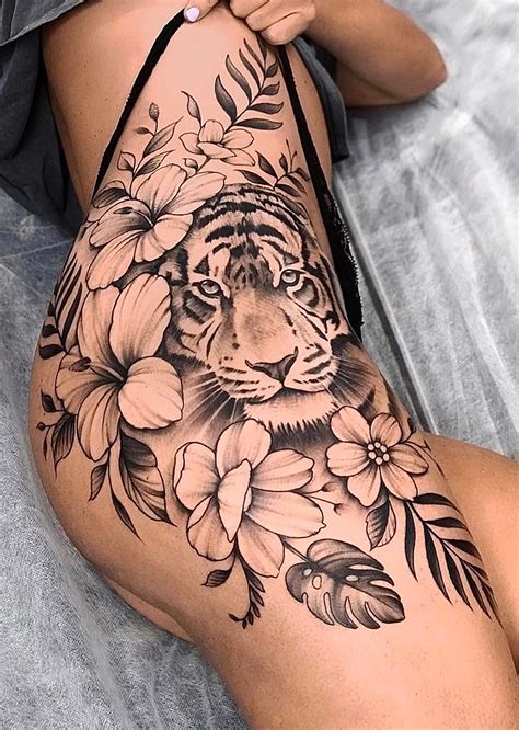 Get Now This Beautiful And Sensual Tiger With Flowers Design For