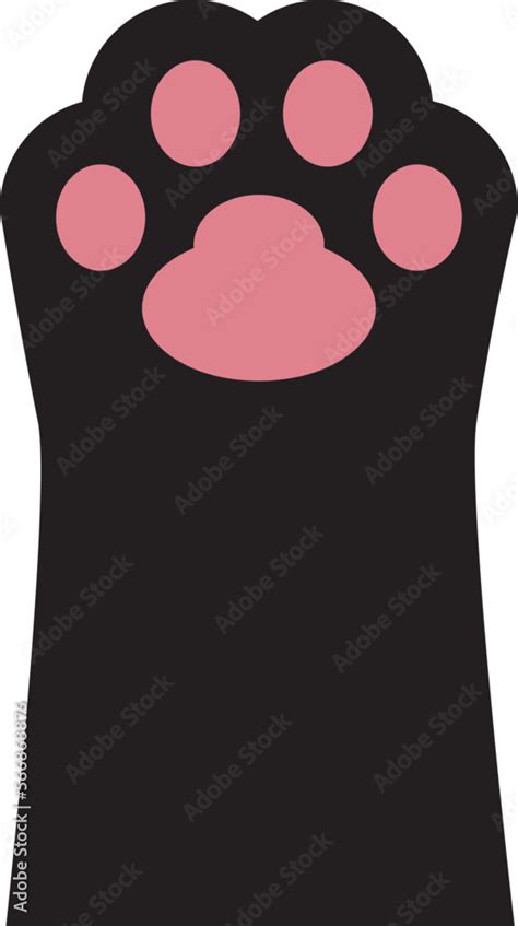 Black Cat Paw Print Kitten Kitty Leg Foot With Pink Pad Cute Cartoon