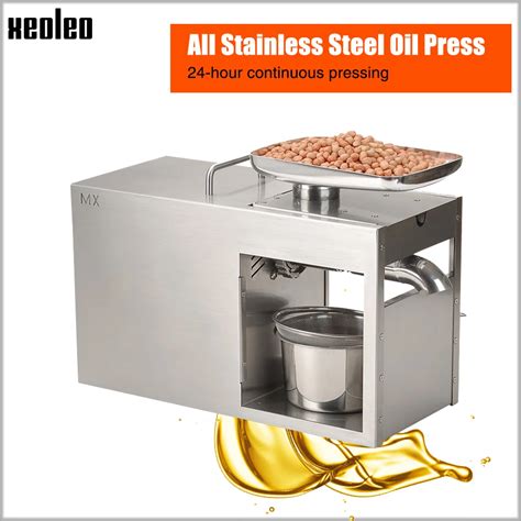 Xeoleo Stainless Steel Oil Presser W Commercial Home Flax Seed Oil Press Machine Cold Hot