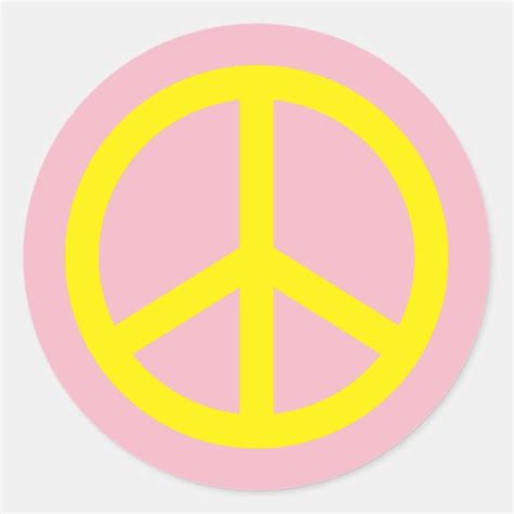 Yellow Peace Sign Classic Round Sticker