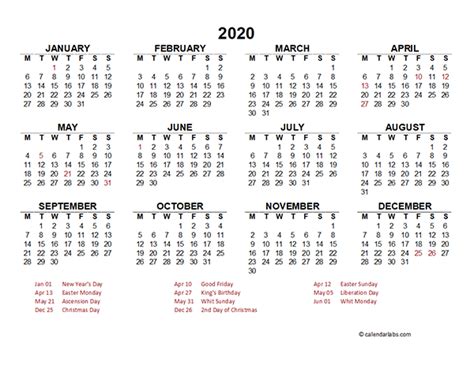 2020 Netherlands Yearly Calendar Template Excel Free Printable Templates