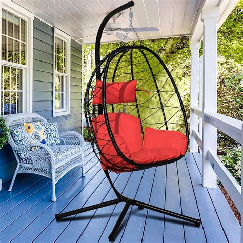 Outdoor Egg Chair Patio Furniture Hanging Wicker Egg Chair With Stand