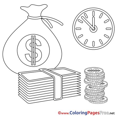 Time Money Printable Business Coloring Sheets