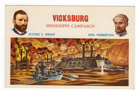 Chrome Postcard Vicksburg Mississippi Campaign Ulysses S Grant