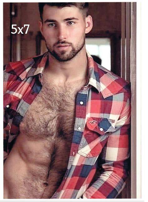 handsome male extremely hairy chest open plaid shirt beefcake etsy
