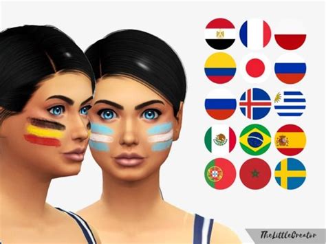 Thelittlecreators World Cup Flags Facepaint Sims 4 Sims Makeup Cc