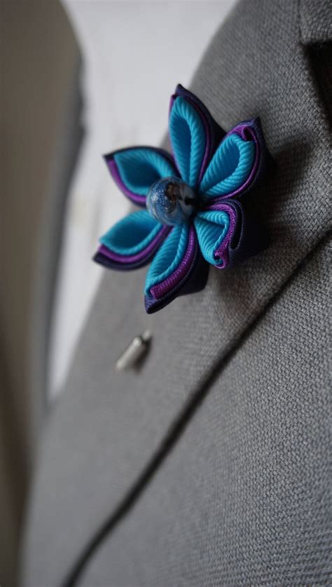 Handmade Flower Lapel Pin Blue Flower Pin Lapel Flower Etsy