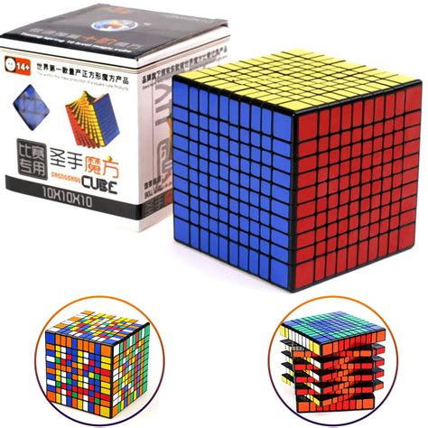 Shengshou Rubiks Cube 10x10x10 Black 3d Puzzle Smooth Rotation Stress