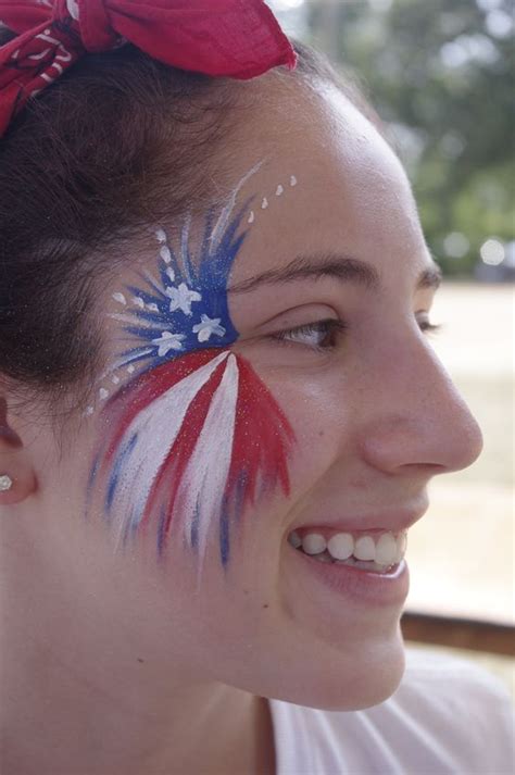 Patriotic Fourth Of July American Flag Fireworks Face Painting Face