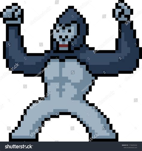 Vector Pixel Art Gorilla Isolated Cartoon Stock Vector Royalty Free