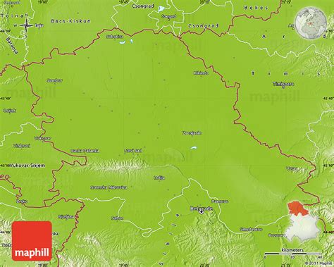 Physical Map Of Vojvodina