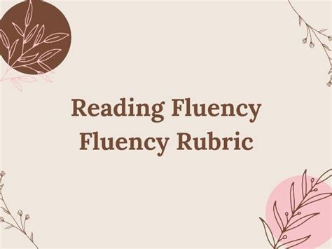 Fluency Rubric Teaching Resources