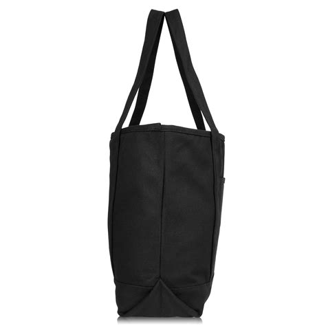 Dalix 20 Solid Color Cotton Canvas Shopping Tote Bag In Black