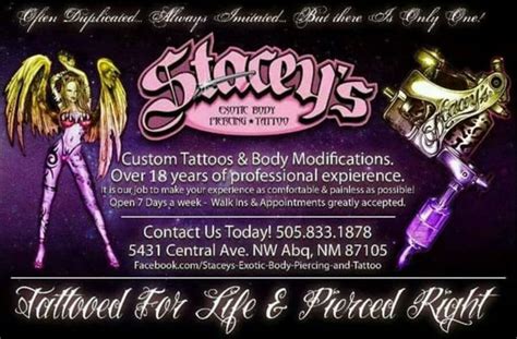 Staceys Exotic Body Piercing And Tattoo Updated April 2024 148 Photos 5431 Central Ave Nw