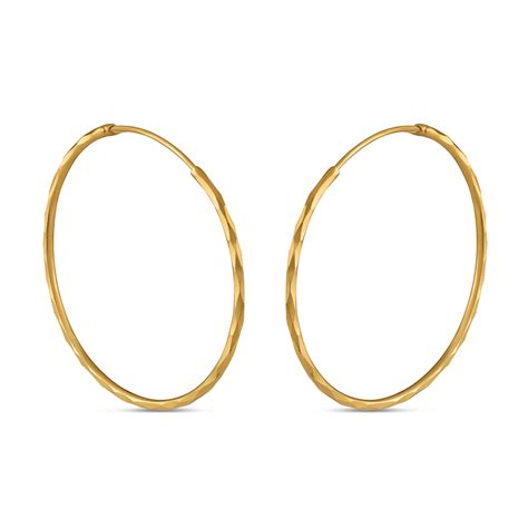 Buy Gold Diamond Cut Hoop Earrings From PureJewels