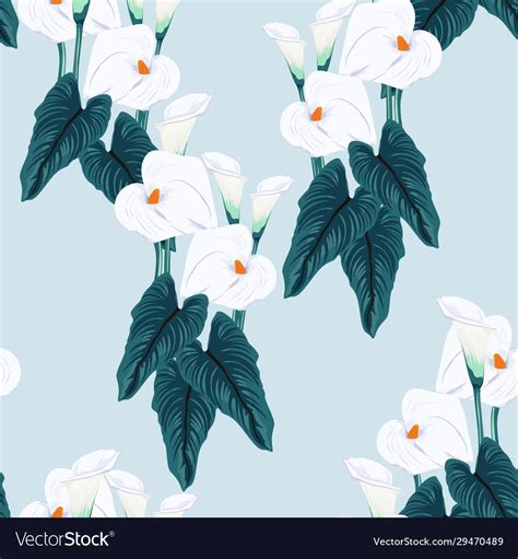 Blue Calla Lilies Flower Pattern Royalty Free Vector Image