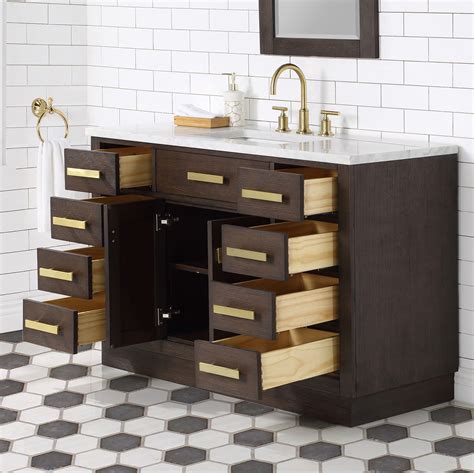 Shop menards where you will always save big money. 48" Brown Oak Single Bathroom Vanity with Seamless Italian ...