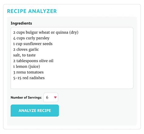 Enter A Recipe And Get Nutritional Information Chef At Home