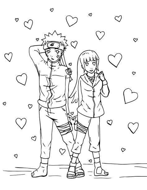 Naruto And Hinata Valentines Day Colouring Page Whimsical