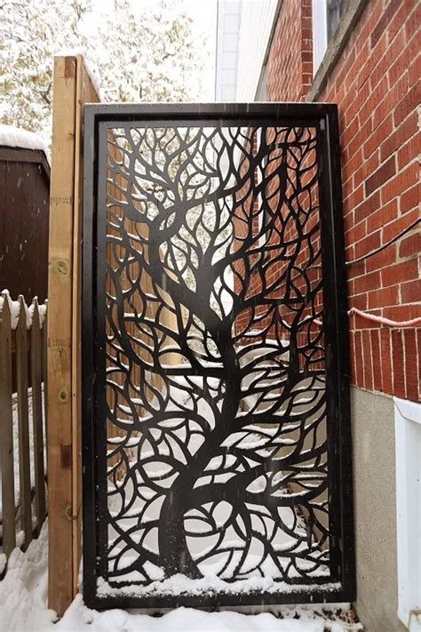 Privacy screen 59 w x 72 h black steel outdoor privacy screen. BRANCH2 Metal Privacy Screen Decorative Panel Outdoor ...