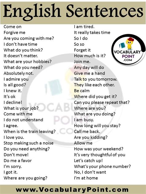 Daily Conversation English Sentences Pdf English Sentences Used