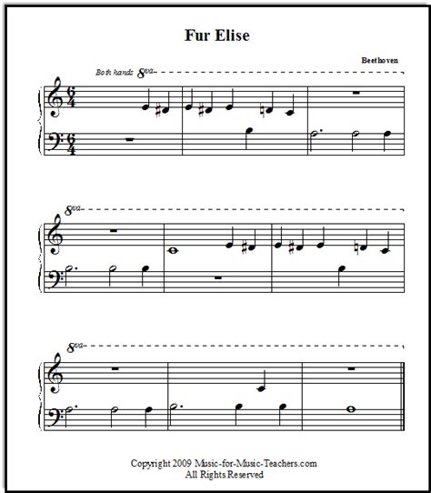 Fur Elise Printable Sheet Music