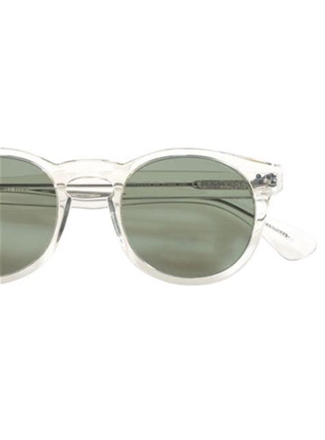 semi round sunglasses in champagne with green lenses