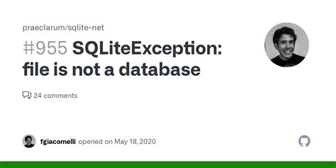 Sqliteexception File Is Not A Database · Issue 955 · Praeclarum