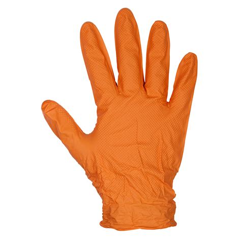 Orange Diamond Grip Extra Thick Nitrile Powder Free Gloves X Large