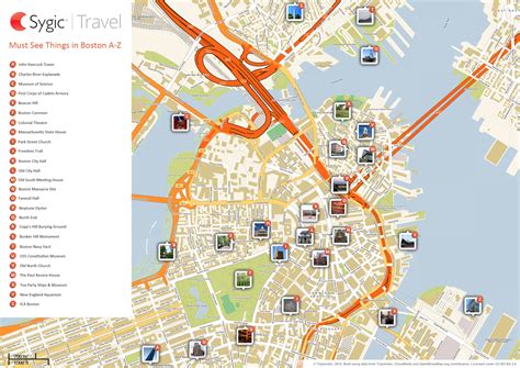 Boston Printable Tourist Map | Sygic Travel