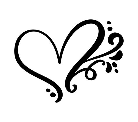 Vintage Calligraphic Love Heart Sign 375060 Vector Art At Vecteezy