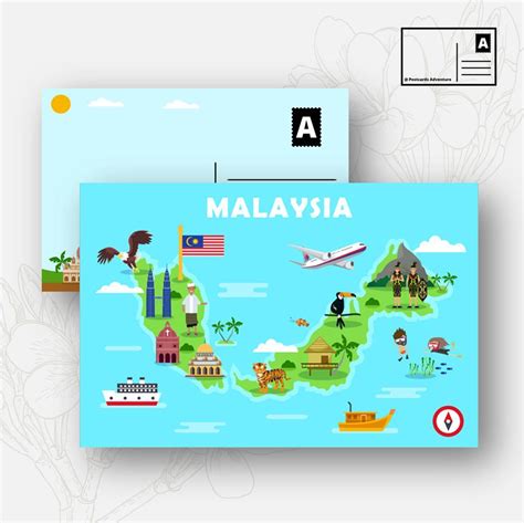 Malaysia Map Postcard Hobbies Toys Stationery Craft Stationery School Supplies On Carousell