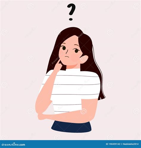Woman Is Confusing And Thinking With Question Marks Sign Vector