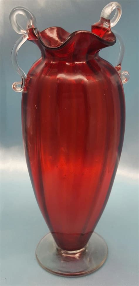 Vintage Ruby Red Hand Blown Vase
