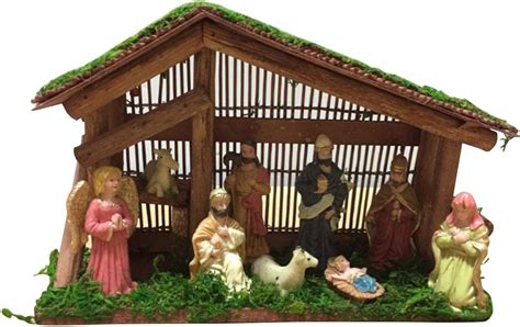 Lovoice Traditional Wooden Nativity Scene Set Christmas Decoration