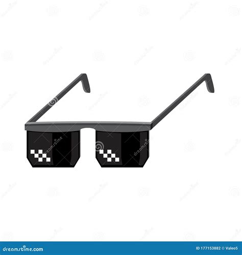 Isometric Pixel Glasses Icon Isolated On White Background Black Plastic Sunglasses Stock