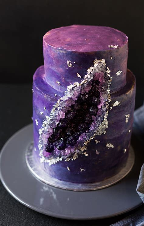 Share the best gifs now >>>. How To Make A Geode Cake | Purple Galaxy Crystal Cake