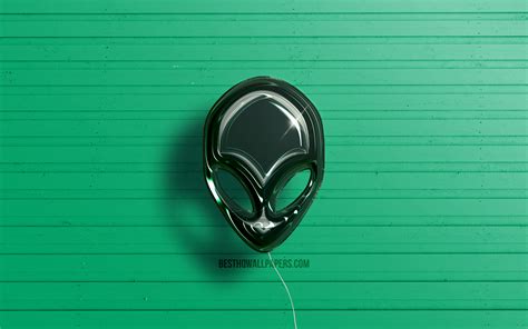 Download Wallpapers Alienware 3d Logo 4k Dark Green Realistic