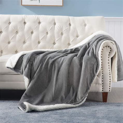 Bedsure Sherpa Fleece Blanket Twin Size Grey Plush Blanket Fuzzy Soft